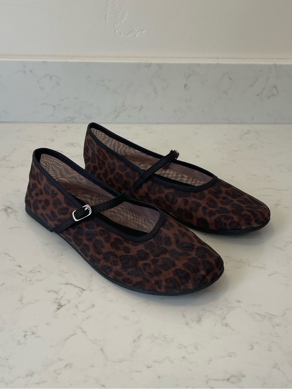 Zara Girls Mesh Leopard Maryjane Flats